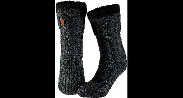Apollo Huissokken - antraciet - anti-slip - fleece/gebreid - heren - one size -slofsokken - Slaapsokken/bedsokken