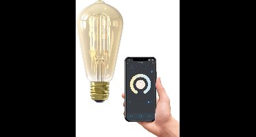 Calex Smart LED Lamp - Slimme Verlichting Filament - E27 - Rustiek - Wifi Lichtbron - Goud - Dimbaar - Warm Wit licht - 7W