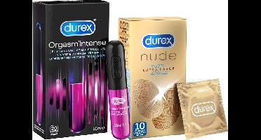 Durex - 10 stuks Condooms - Nude XL - 10 ml Glijmiddel - Intense Orgasm - Voordeelverpakking