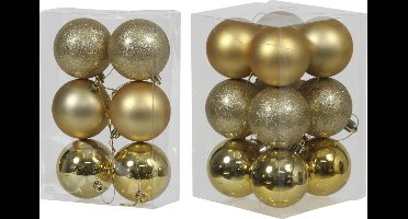 Kerstversiering/kerstboom set mat/glans mix kerstballen in kleur goud 6 en 8 cm diameter - 36x stuks kerstballen