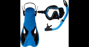 Atlantis Samana Pro Set - Snorkelset - Volwassenen - Zwart/Blauw - 36-41