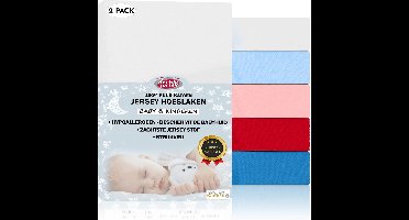 Double Jersey Baby - Kinder Hoeslaken - 2 Stuks - 100% Jersey Katoen - 70x140+20 Cm - Wit