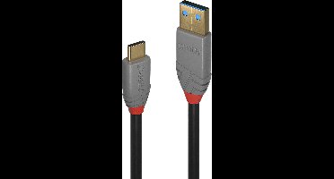 LINDY 36912 USB-kabel USB 3.2 Gen2 USB-C stekker, USB-A stekker 1.50 m Zwart, Grijs