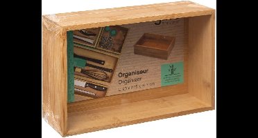 Secret de gourmet bestekbak organizer - 6x - 1-vaks - bamboe - keuken - 23 x 15 x 7 cm