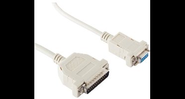 Seriële RS232 null modemkabel 9-pins SUB-D (v) - 25-pins SUB-D (m) - 3 meter