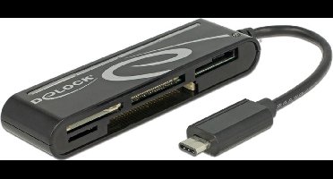 DeLOCK USB Cardreader all-in-one met USB-C connector en 5 kaartsleuven (o.a. SD 3.0/UHS-I) - USB2.0