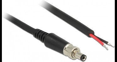 DC plug schroefbaar (m) 5,5 x 2,1mm stroomkabel met open einde - max. 2A / zwart - 1 meter