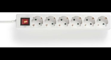 Nedis Stekkerdoos - Randaarde stekker / Type F (CEE 7/7) - 6-wegs - 1.50 m - 3680 W - 16 A - Soort aarding: Zijcontacten - 230 V AC 50/60 Hz - Hoek van stopcontact: 45 ° - H05VV-F 3G 1,5 mm²