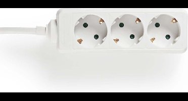 Nedis Stekkerdoos - Randaarde stekker / Type F (CEE 7/7) - 3-wegs - 1.50 m - 3680 W - 16 A - Soort aarding: Zijcontacten - 230 V AC 50/60 Hz - Hoek van stopcontact: 45 ° - H05VV-F 3G 1,5 mm² - Wit