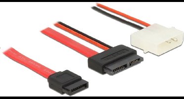 Slim SATA (v) - SATA data (v) + Molex voeding (m) kabel / SATA600 - 6 Gbit/s - 0,50 meter