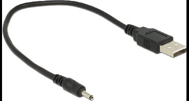 USB-A (m) - DC plug 3,0 x 1,0mm (m) kabel / zwart - 0,25 meter