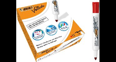 BIC® Velleda 1711 Whiteboardmarker, Ronde Punt, 1,9 mm, Rood (doos 12 stuks)