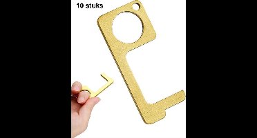 *** 10 stuks Bescherm jezelf met No Touch Key - Deur Opener - Antibacteriële Sleutelhanger - Hygiënische Sleutel - Aluminium - Goud - van Heble® ***