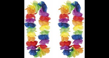 Boland Bloemenslinger/hawaiikrans - 2x - met grote bloemen - tropische kleuren