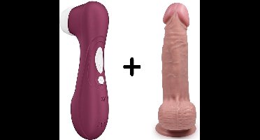 Satisfyer Pro 2 Gen 3 Rood met Handful Medium Dildo Combinatie Voordeel Set
