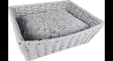 Duvo+ Kattenmand Oyster mand rechthoekig in katoentouw Grijs 45x34x16cm