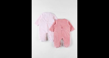 Noukie's - 2 Pack - Pyjama - Meisje - Velour Roze- Vlinder - 3 maand 56