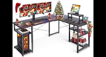 L-vormig bureau met opbergvakken, hoekbureau voor kleine ruimte