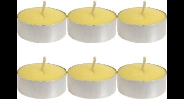 Citronella waxinelichtjes/theelichtjes - 6x - geel - citrusgeur - anti mug - geurkaars