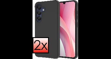 Hoesje - 2 Stuks - Geschikt voor Samsung Galaxy A15 - Sterk & Shockproof - Case Siliconen - Back Cover - Telefoon Hoes - Zwart