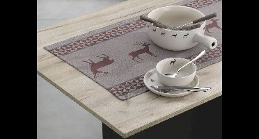 Kela Keuken - Henrik Tafelloper 160 x 50cm Set van 3 Stuks - Kunststof - Bruin