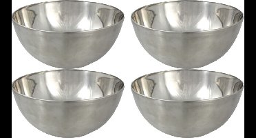 Svenska Living Kommetjes - 4x stuks - schaaltjes - mat zilver - RVS - D13 x 7 cm - serveerschalen