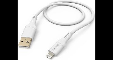 Hama Silicone USB-A naar Lightning Kabel - Oplaadkabel geschikt voor iPhone / iPad - MFI gecertificeerd - 3A USB 2.0 - 480Mbps - 150cm - Wit