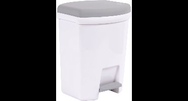 Power Tower pedaalemmer rechthoekig 27 liter wit -grijs deksel