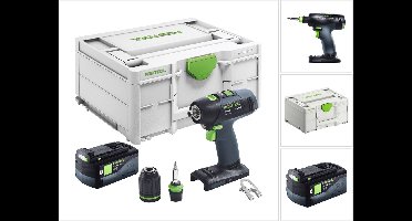 Festool T 18+3 Basic accuschroefboormachine 18 V 50 Nm borstelloos + 1x accu 5.0 Ah + systainer - zonder oplader