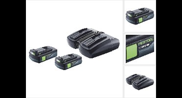 Festool energieset 2x BP 18 Li 3.0 C accu 18 V 3,0 Ah / 3000 mAh Li-Ion ( 2x 577658 ) + dubbele oplader TCL 6 DUO ( 577017 )