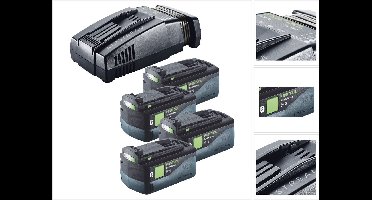 Festool energieset 4x BP 18 Li 5,0 ASI EU accupack 18 V 5,0 Ah ( 4x 577660 ) + SCA 16 snellader 10,8 V - 18 V ( 576953 )
