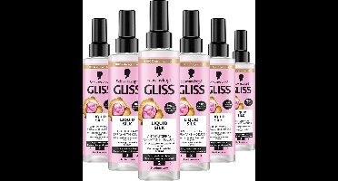 Gliss Liquid Silk - Anti-Klit Spray - Leave-in-Conditioner – Zijdezacht Haar -Hittebescherming - Voordeelverpakking - 6 x 200 ml