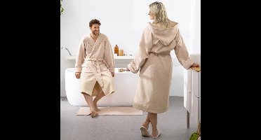 Moodit Badjas Reese, Zand - M - Unisex - Katoen/Polyester