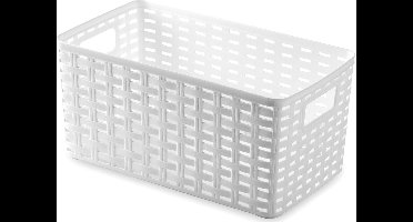 Plasticforte Opbergmand - Kastmand - rotan kunststof - ivoor wit - 5 Liter - 15 x 28 x 13 cm
