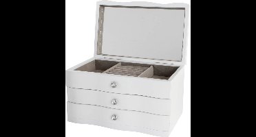 Sieradenkist/juwelenkist met lades wit van hout 27 x 18 x 16 cm - Sieradendoos - Juwelendoos