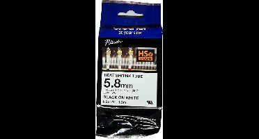 Labeltape krimpkous Brother Hse HSe-211 Tapekleur: Wit Tekstkleur:Zwart 5.8 mm 1.5 m