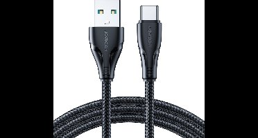 Joyroom 1.2m Nylon USB-C oplaadkabel - 3A Snellader - Zwart
