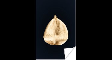 Poster Blad - Goud - Zwart - 20x30 cm