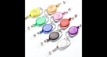 New Age Devi - Paars transparante badgehouder - Clip & trekkoord - Handige accessoire