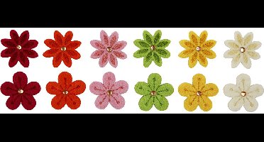 CC Vilten Bloemen met Strasstenen 30 mm 12 stuks