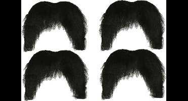 Boland Carnaval verkleed snor - 4x - Mexicaan/Cowboy/Biker - zwart - zelfklevende namaak snor/plaksnor