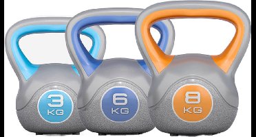 Gorilla Sports Kettlebells - Kunststof Trendy - 3 kg, 6 kg & 8 kg - Set van 3