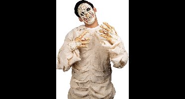 Partychimp Mummy Gezichtsmasker Met Handen Halloween Masker voor bij Halloween Kostuum Volwassenen - Latex- Onesize