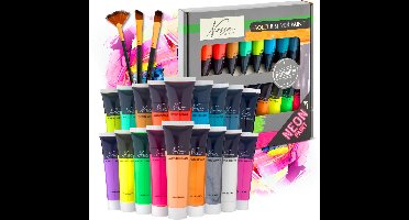 Acrylverf Set 18pcs - Hobbyverf - Basiskleuren - Neon Verf - Metallic Verf - Acrylverf Tubes - 36ml per tube - Schilderen voor kinderen en volwassenen - Acrylverf goud