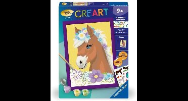 CreArt Kids 18x24cm Bloemenpaard - Schilderen op nummer - Vanaf 7 jaar - 25906 Ravensburger
