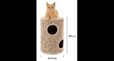 Krabton voor katten – Krabton Greta Grijs & Naturel & Lichtbruin S – Ø35x60 cm – compacte en stijlvolle krabmeubel – Flamingo