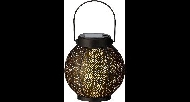 Lumineo Tuin lantaarn - solar - zwart - D14 x H16 cm - metaal - buitenverlichting