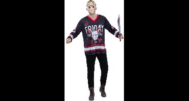 Smiffys Kostuum Top -XL- Friday the 13th, Hockey Top Rood/Zwart