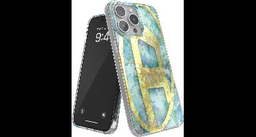 Diesel Oval D Bloemen Telefoonhoesje iPhone 15 Pro Max – Blauw Bloemenprint en Geel Diesel Logo – Valbescherming tot 2 Meter – Shockproof – Origineel Diesel Accessoire met D-Logo
