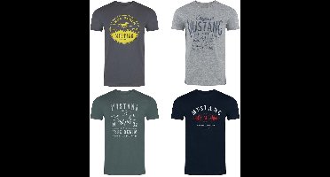 Mustang Heren T-Shirt 4-pack Mustang heren T-shirt regular fit Veelkleurig S Ronde Hals Volwassenen